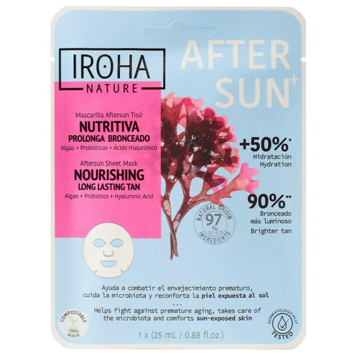 Iroha Nature Биоразградима подхранваща лист маска за след слънце с водорасли и пробиотик
