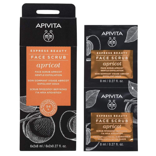 Apivita Express Beauty Нежен ексфолиант за лице с кайсия 2x8 мл