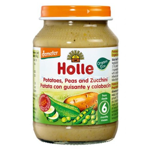 Holle Био пюре с картофи, грах и тиквички 6М+ 190 гр