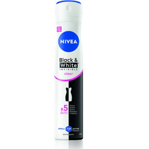Nivea Black & White Invisible Clear Дезодорант спрей против изпотяване за жени 200 мл