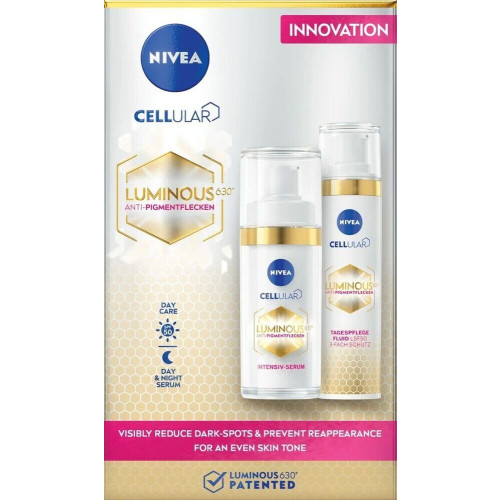  Nivea Cellular Luminous Antispot Дневен флуид срещу пигментни петна SPF50+ 40 мл + Nivea Cellular Luminous Antispot Серум срещу пигментни петна 30 мл Комплект 