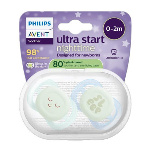 Avent Ultra Air Ортодонтична залъгалка за момче нощна 0-2М x 2 броя