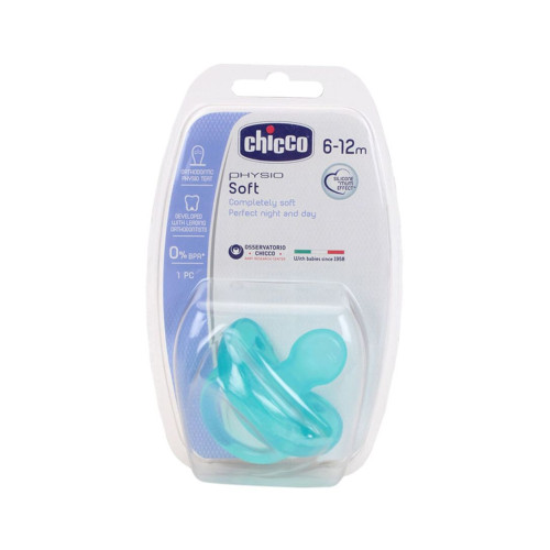Chicco залъгалка физио софт силикон 6-12M момче х1 бр