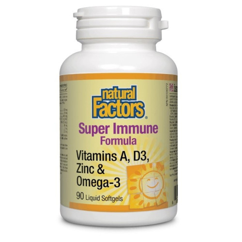 Natural Factors Super Immune Formula Витамин A, D3, Цинк & Омега-3 х 90 капсули
