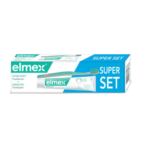 Elmex Super Soft Четка за зъби + Elmex Sensitive Паста за чувствителни зъби 75 мл Комплект