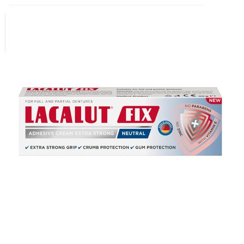 Lacalut Fix Neutral Фиксиращ крем за зъбни протези с неутрален вкус 40 гр