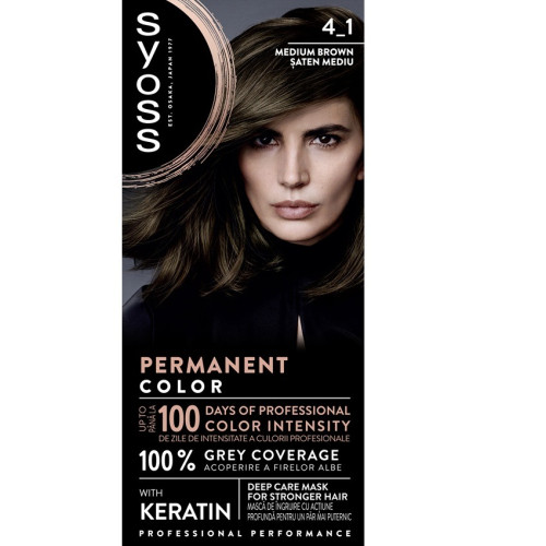 Syoss Permanenet Color Дълготрайна боя за коса 4_1 Средно Кафяв 115 мл
