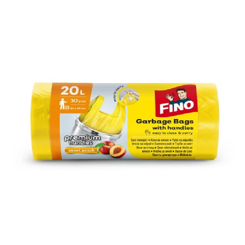 Fino Smart Handles Color Цветни торби за смет с дръжки, аромат праскова 20 л, 30 бр
