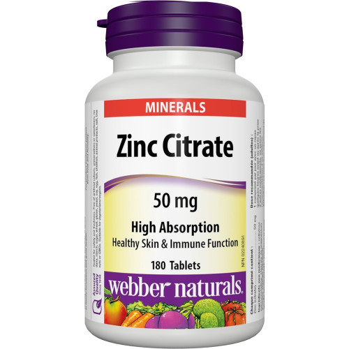 Webber Naturals Цинк цитрат 50 мг x 180 таблетки