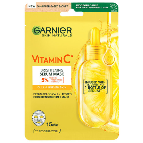 Garnier Skin Naturals Vitamin C Shot Енергизираща и озаряваща лист-маска за лице с витамин C 1 брой