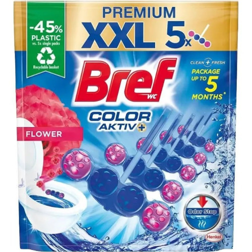 Bref WC Premium Color Aktiv Flower Ароматизатор за тоалетна цветя 5x50 гр