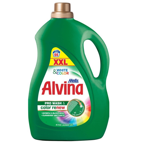 Alvina White&Color Перилен препарат за бели и цветни тъкани 3300 мл