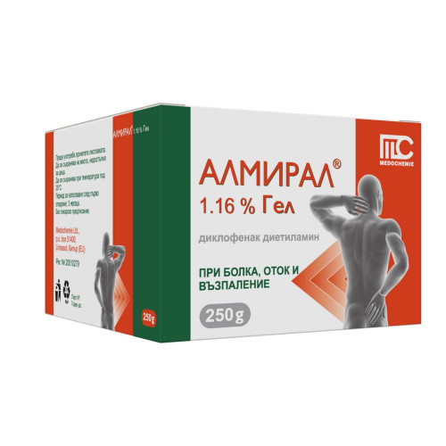 Алмирал 1,16% Гел При болка, оток и възпаление 250 гр Medochemie