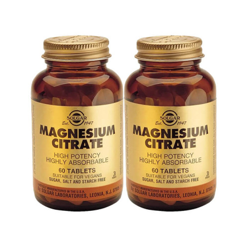 Solgar Magnesium Citrate Магнезиев Цитрат 200 мг х 60 таблетки 1+1 Промо комплект