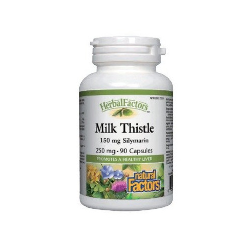 Natural Factors Milk Thistle Млечен бодил при проблеми с черния дроб 250 мг х 90 капсули