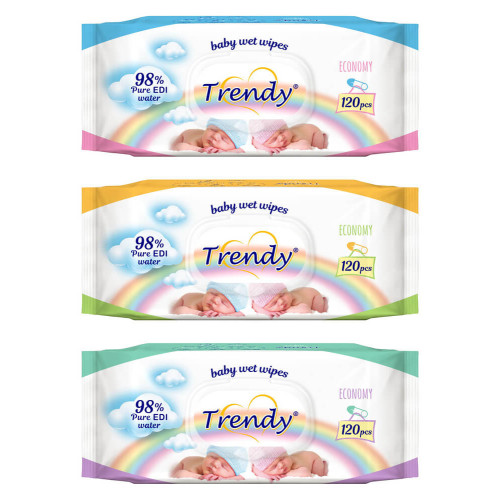 Trendy baby Мокри кърпи с капак х 120 бр