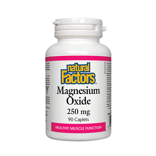 Natural Factors Magnesium Oxide за поддържане на мускулната функция 250 мг х 90 каплети