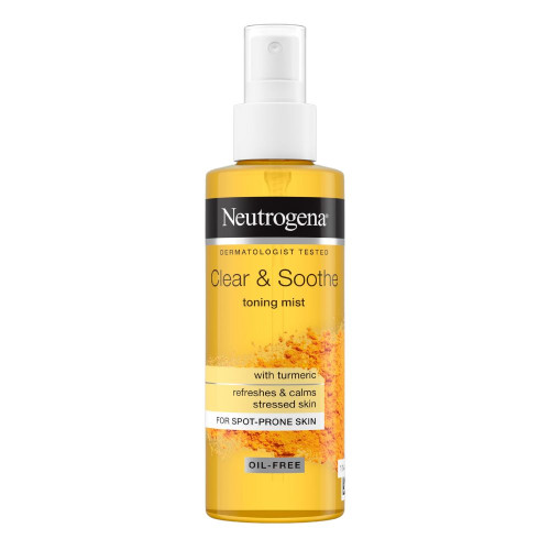 Neutrogena Clear & Soothe Тонизиращ и успокояващ спрей за лице с куркума 125 мл