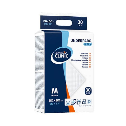 Normal Clinic Ultra Абсорбиращи чаршафи М 60х60 см 30 бр