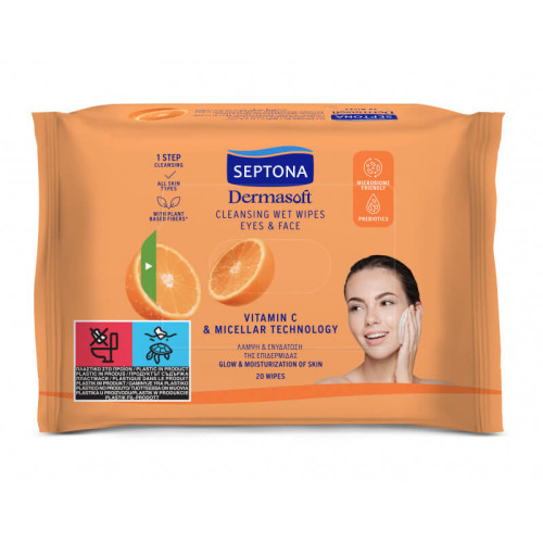 Septona Dermasoft Micellaire Мокри кърпи за лице с мицеларна вода 20 броя