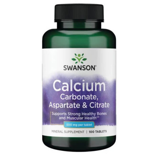 Swanson Calcium Carbonate, Aspartate & Citrate Калциев карбонат, аспартат и цитрат 500 мг х 100 таблетки