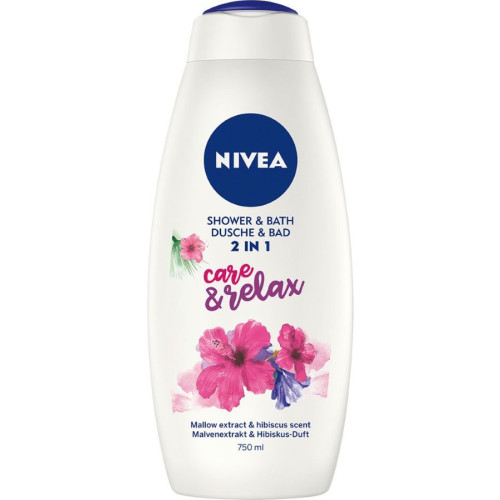 Nivea Goodbye Stress Душ-гел и пяна за вана с аромат на хибискус 750 мл