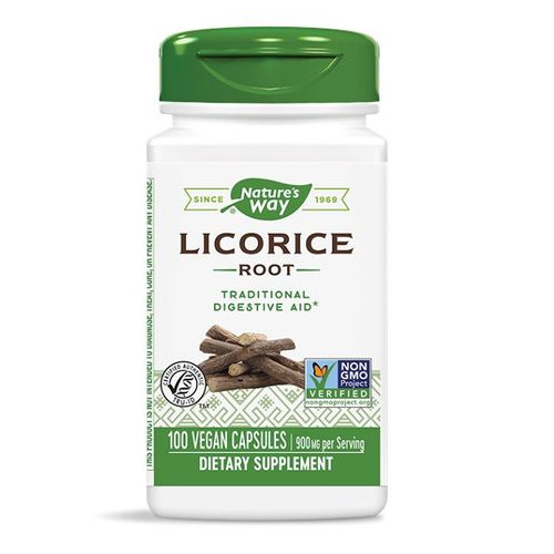 Nature's Way Licorice Root Корен от Женско биле за добро храносмилане 450 мг х100 V капсули