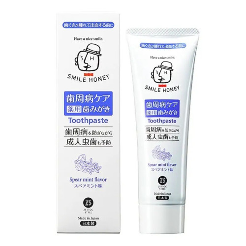 ZEOLA SMILE HONEY SPEAR MINT  Японска паста за зъби с билкови екстракти  за защита от кариес, плака и лош дъх 120 г