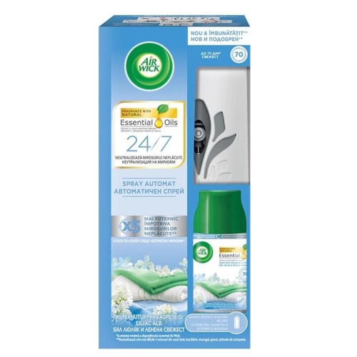 Air Wick ФМ Комплект Автоматичен ароматизатор, дозатор + пълнител Бял люляк 250 мл 