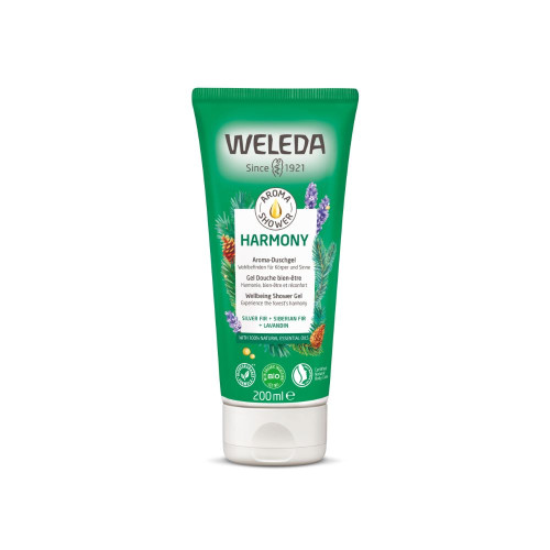 Weleda Harmony Успокояващ душ гел с аромат на сребърен смърч, сибирска ела и лавандин 200 мл