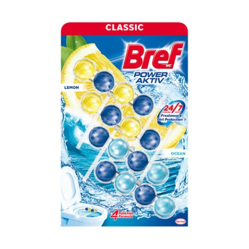 Bref Classic WC Power Active Lemon / Ocean Ароматизатор за тоалетна 4 х 50 гр