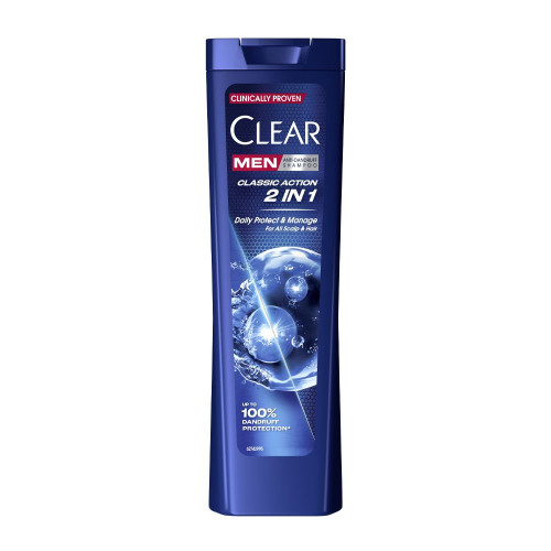 Clear Men Anti-Dandruff Classic Action Шампоан 2в1 за мъже против пърхот 225 мл