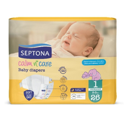Septona Calm N'Care Пелени за бебета Newborn №1 2-5 кг 26 бр
