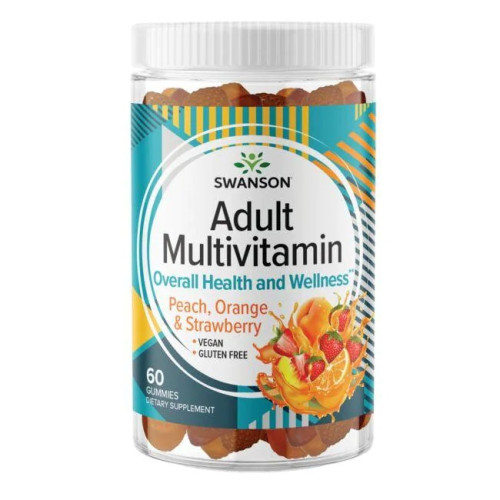 Swanson Adult Multivitamin Gummies - Peach, Orange & Strawberry Мултивитамини за възрастни – праскова, портокал и ягода х 60 дъвчащи таблетки