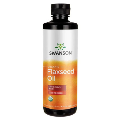 Swanson Organic Flaxseed Oil Био Ленено масло студенопресовано 473 мл 
