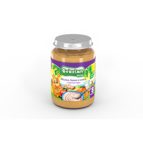 Bebelan Puree Млечна каша от ябълка, банан и манго с овесени ядки 8М+ 190 г