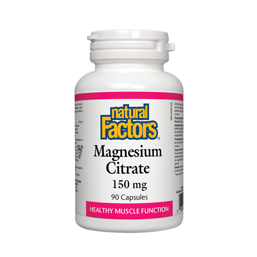 Natural Factors Magnesium Citrate за поддържане на мускулната функция 150 мг х 90 капсули