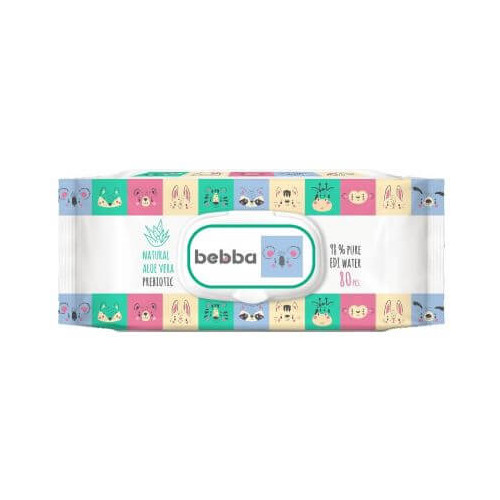 Bebba Мокри кърпи с екстракт от алое вера и пребиотик 80 бр