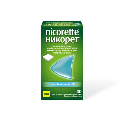 Nicorette Icemint Никорет Айсминт Дъвки за отказване на цигарите 4 мг 30 бр