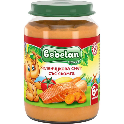 Bebelan Зеленчукова смес със сьомга 6М+ 190 г