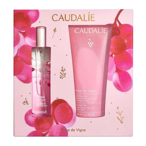 Caudalie Rose de Vigne Тоалетна вода със свеж аромат 50 мл + Caudalie Rose De Vigne Душ гел с алое, рози, ревен и мускус 200 мл Комплект