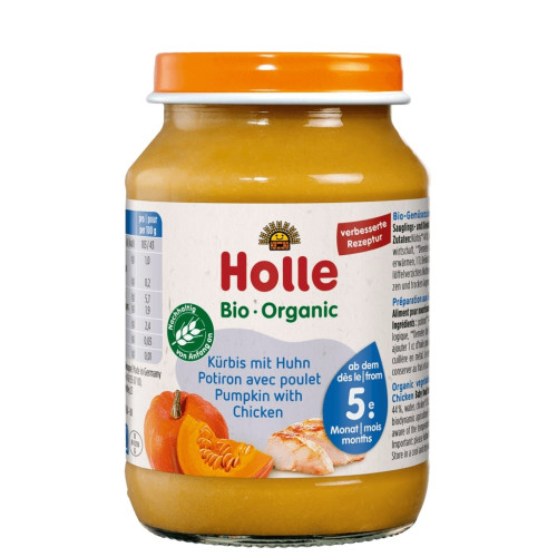 Holle Био пюре тиква с пилешко месо 5М+ 190 гр