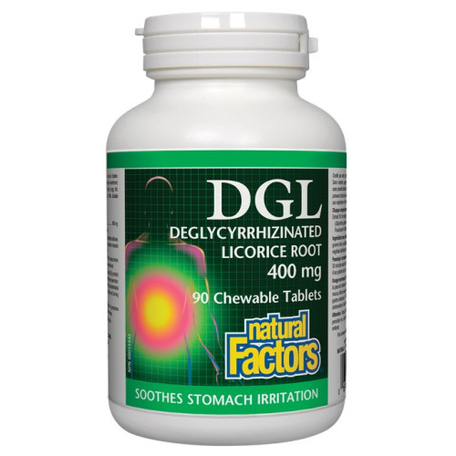 Natural Factors DGL при стомашни киселини 400 мг х 90 дъвчащи таблетки
