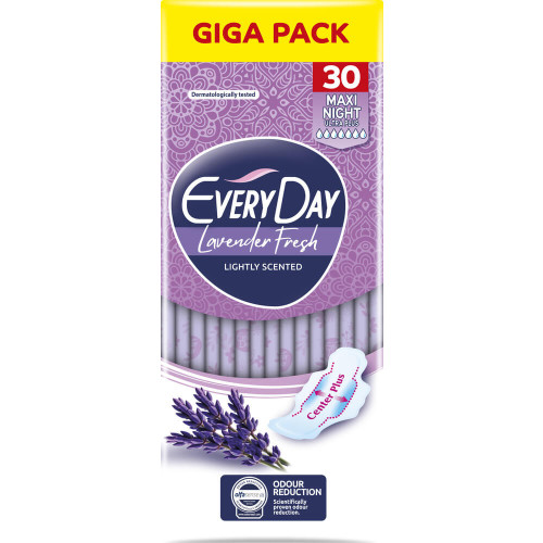 EveryDay Lavender Fresh Maxi Night Ultra Plus Нощни дамски превръзки с крилца х 30 бр