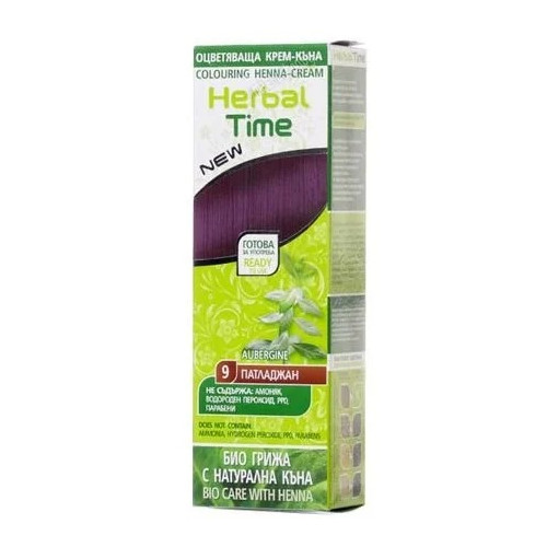 Herbal Time Оцветяваща крем-къна за коса Цвят 09 Патладжан 75 мл