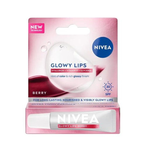 Nivea Glowy Lips Berry Гланц за устни с SPF30 10 мл