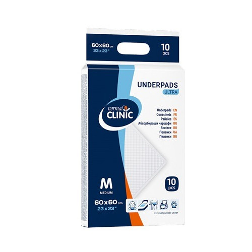 Normal Clinic Ultra Абсорбиращи чаршафи М 60х60 см 10 бр
