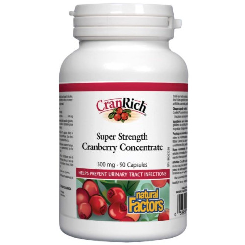 Natural Factors CranRich Super Strength Cranberry Concentrate Червена боровинка при инфекции на пикочните пътища 500 мг х 90 капсули