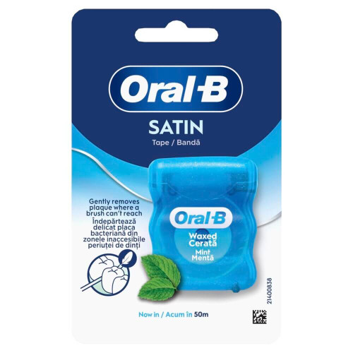 Oral-B Satin Восъчен конец за зъби с ментов аромат 50 м