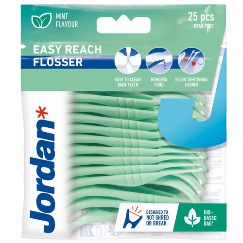 Jordan Easy Reach Flosser Конец и клечка за зъби х 25 бр